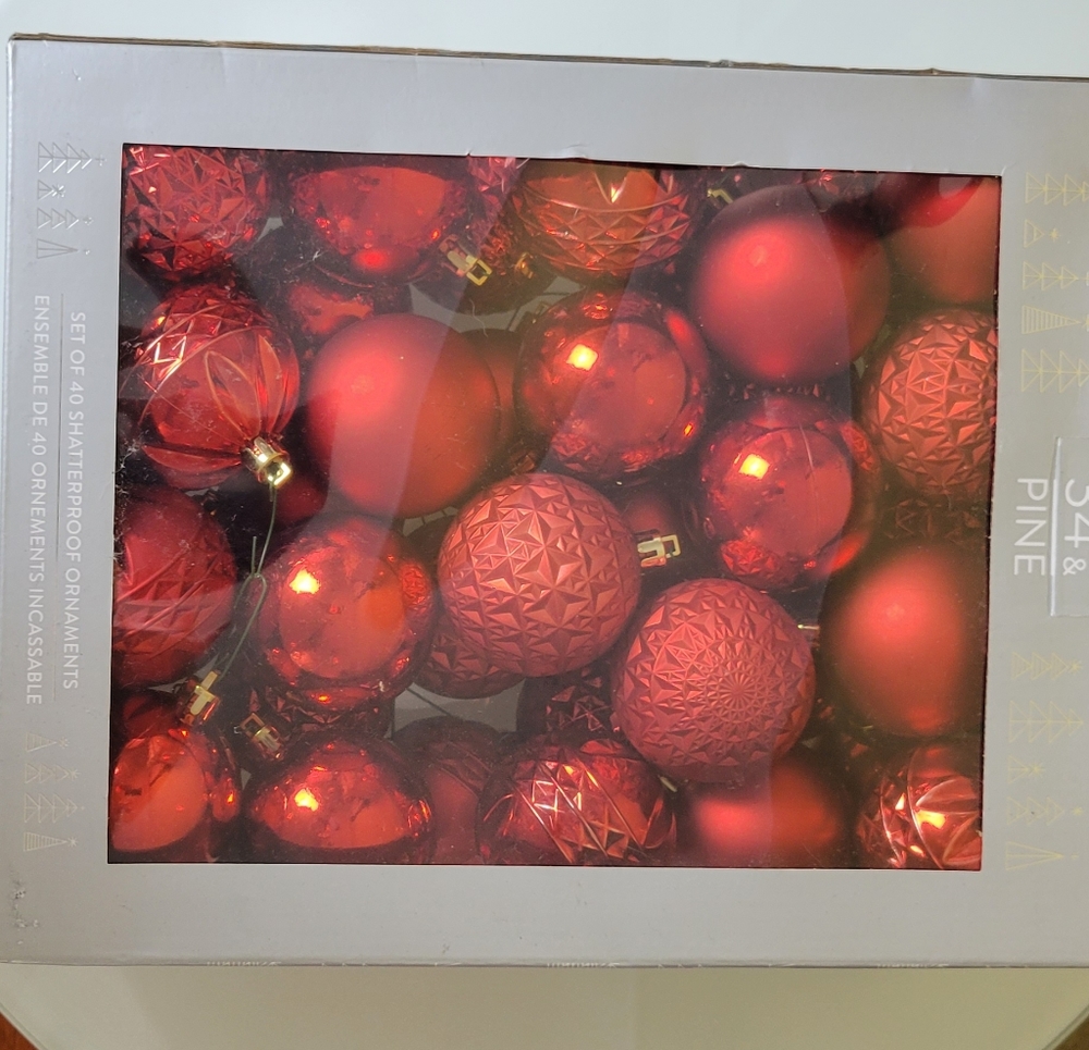 34th & Pine 48 piece Christmas Red shatterproof Ornaments